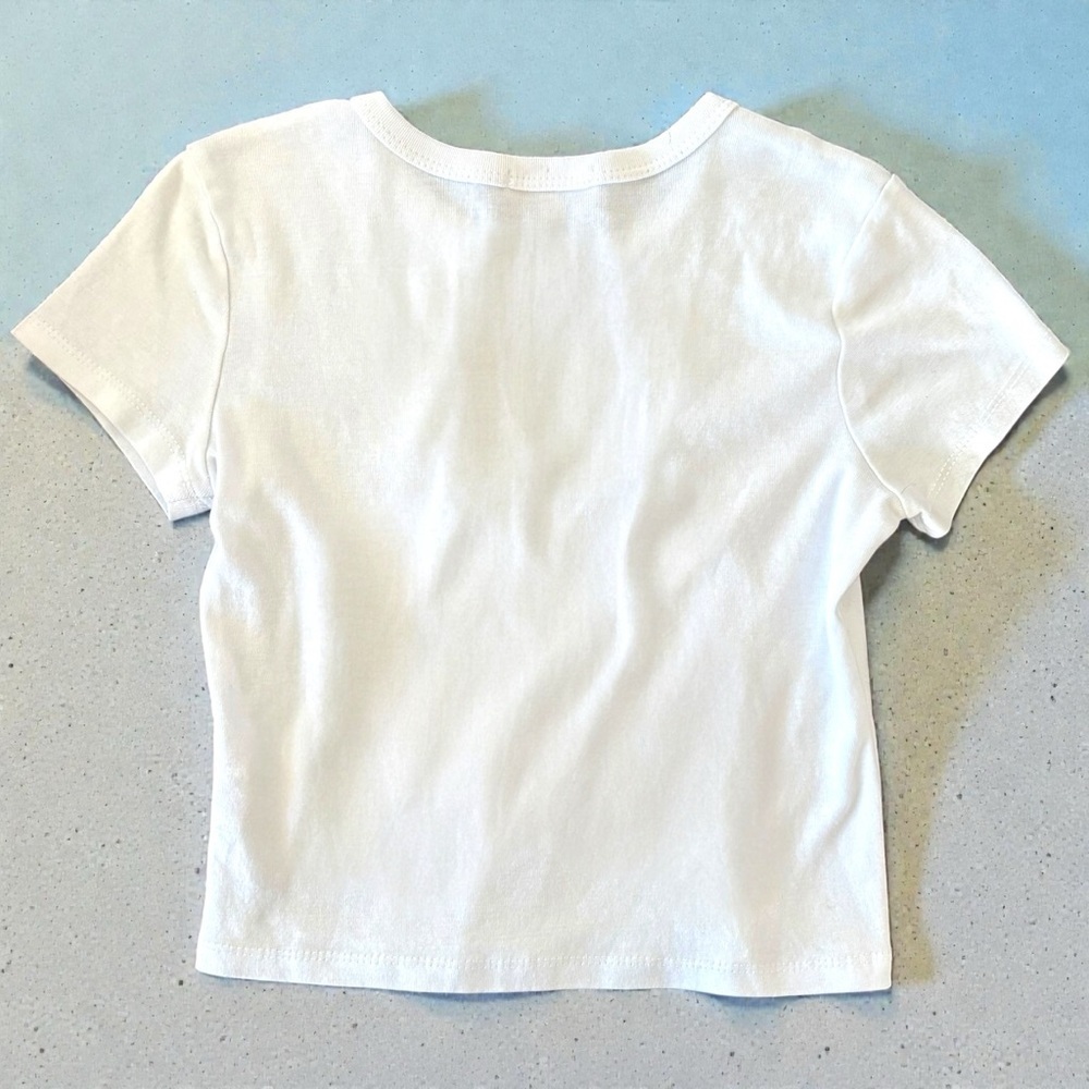No Comment Girls NYC Embroidered White And Blue Crop Top Sz 14 - Picture 2 of 8
